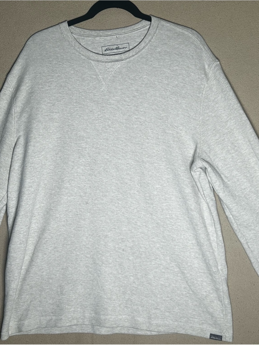 Eddie Bauer Light Gray Ribbed Crewneck Sweatshirt